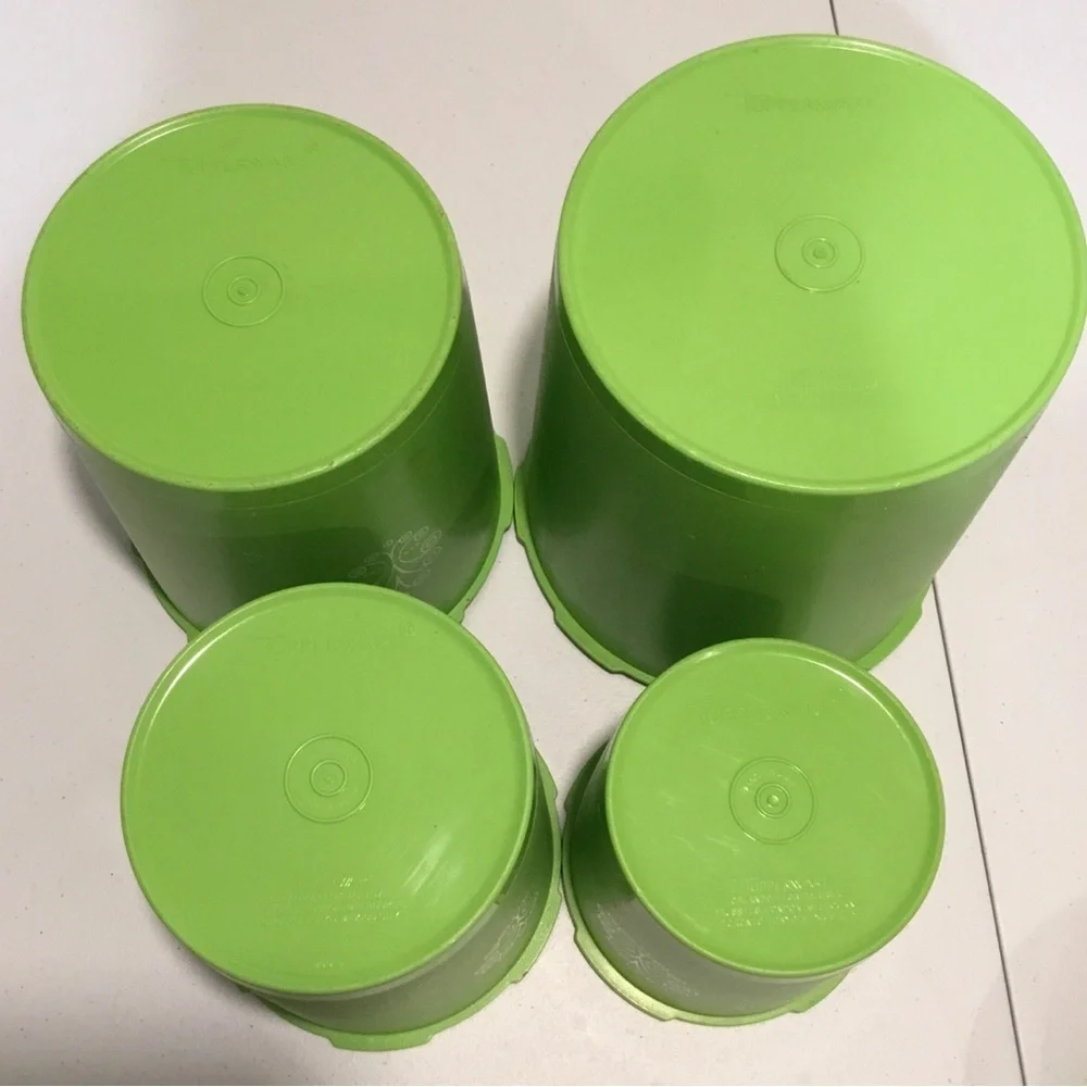 Vintage Tupperware Servalier Canisters Set of 4 with Lids Apple Green,